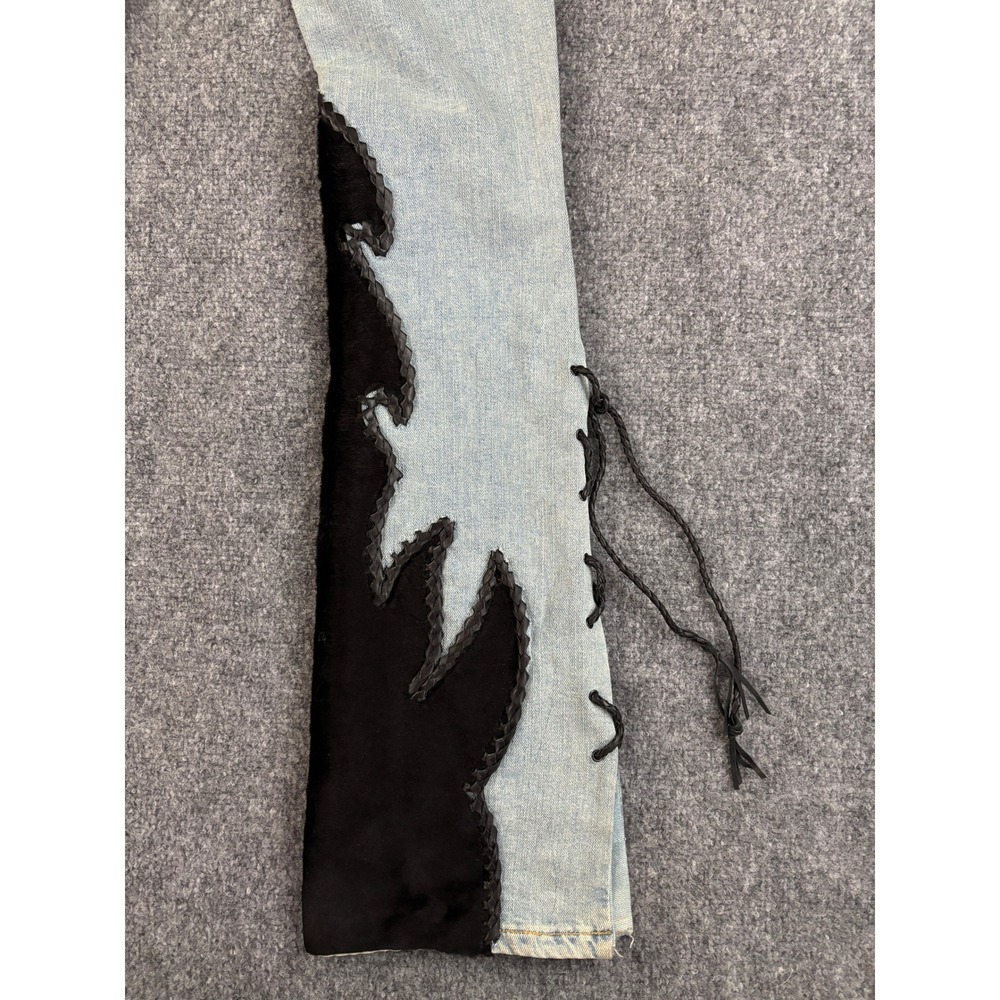 Michelle Julene Couture Upcycled Denim Jeans Leather Applique Western 26 - Picture 16 of 16